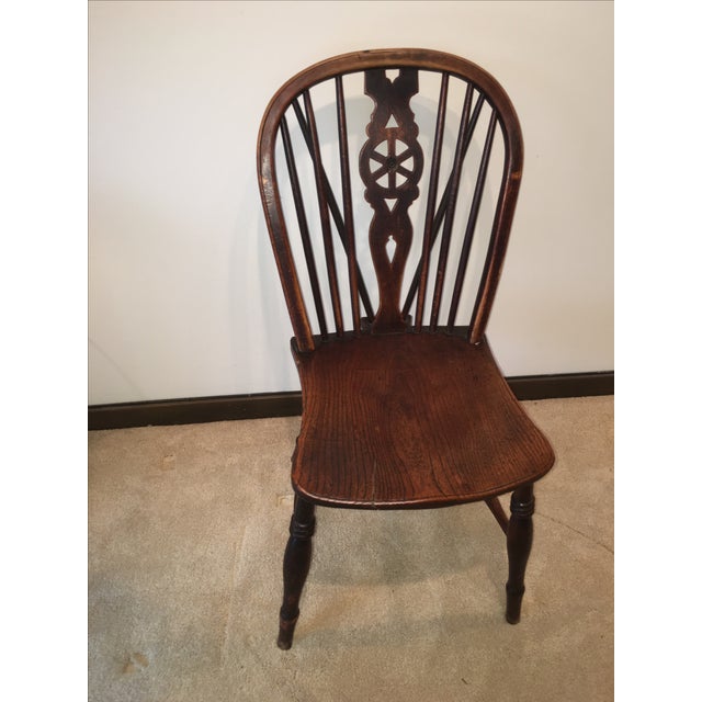 Windsor Oak Dining Room Kitchen Chairs Wagon Wheel Brace Backs Set 6