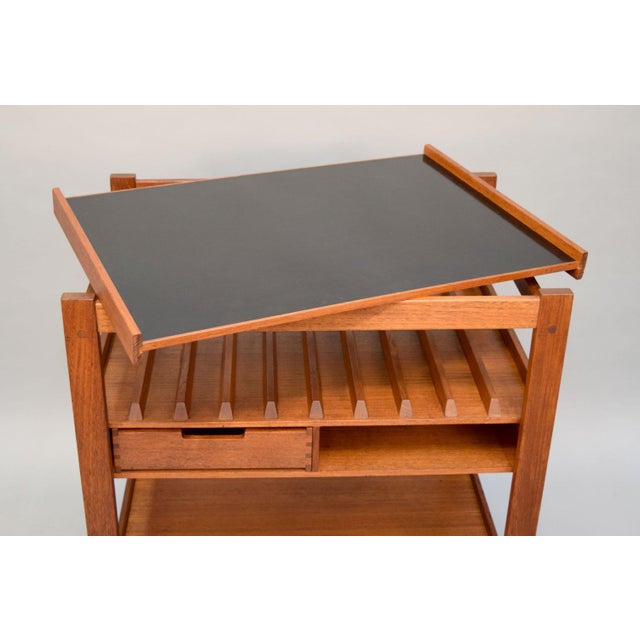 MidCentury Teak Bar Cart With Reversible Serving Tray Chairish