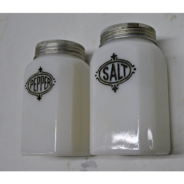 Milk Glass Salt & Pepper Canisters Set Chairish