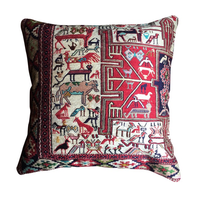 Antique Silk Soumak Rug Floor Pillow Chairish