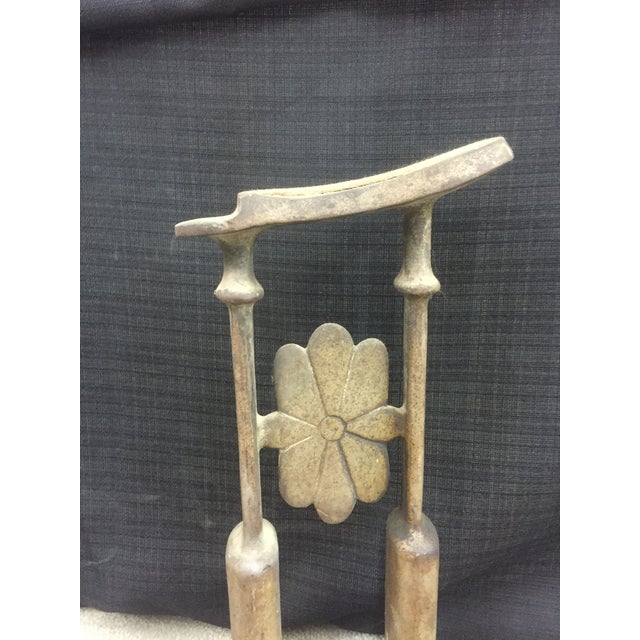 Antique Brass Flower Detail Shoe Shine Foot Rest Chairish