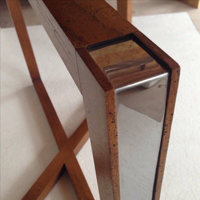 Wood and Chrome X Table Base Chairish