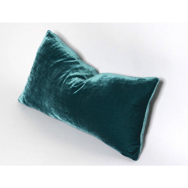 Teal Silk Velvet Lumbar Pillow Cover Chairish