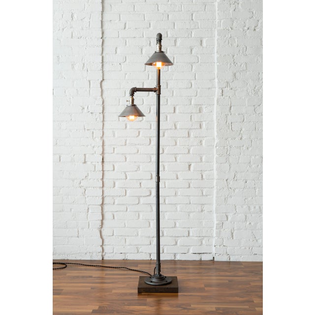 Industrial Floor Lamp with Metal Shade | Chairish