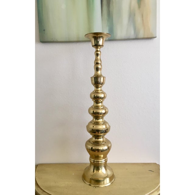 Moroccan Floor Decor Brass Candle Holder 25" Tall Chairish