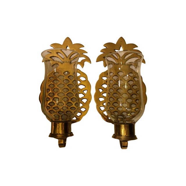 Brass Pineapple Wall Sconce Candleholders Chairish