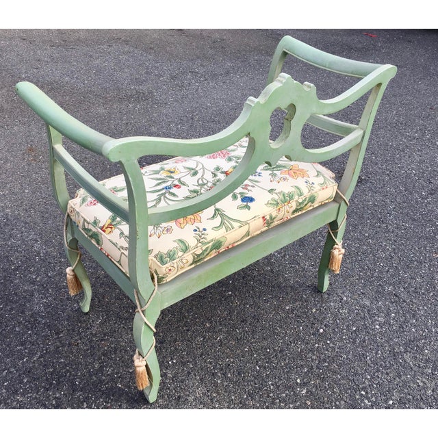 Antique Green French Provincial Carved Wood Small Bench Settee Chairish