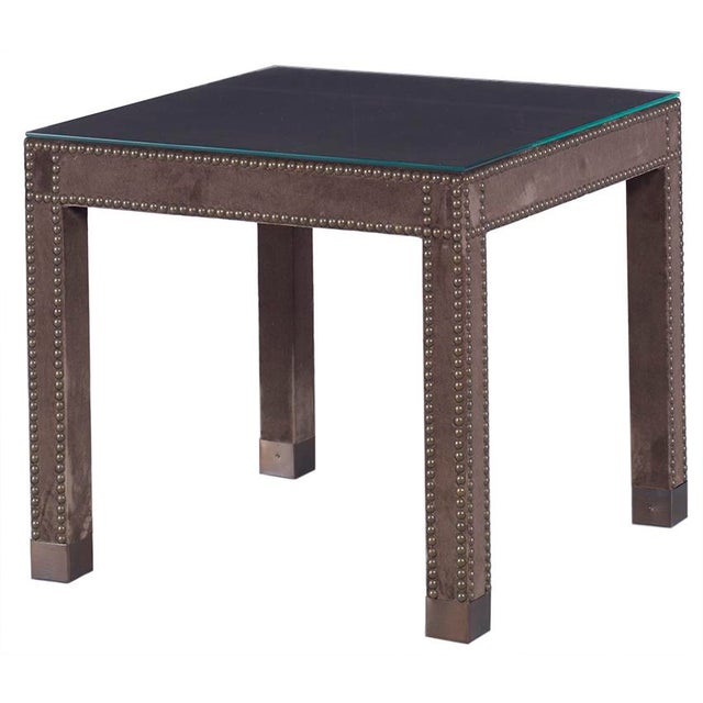 Kravet Small Leather Wrapped Parsons Table Chairish