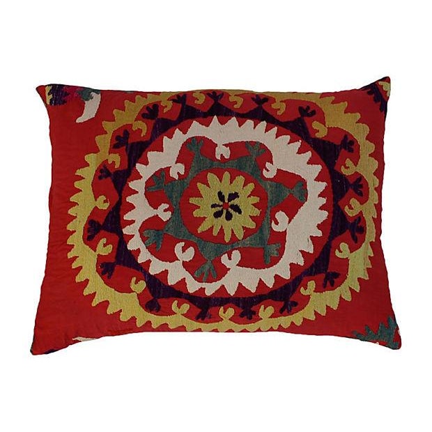 Mid-Century Embroidered Suzani Pillow Chairish