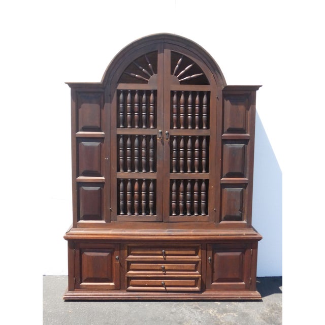 Spanish Revival Wood Library Hutch Bookcase | Chairish