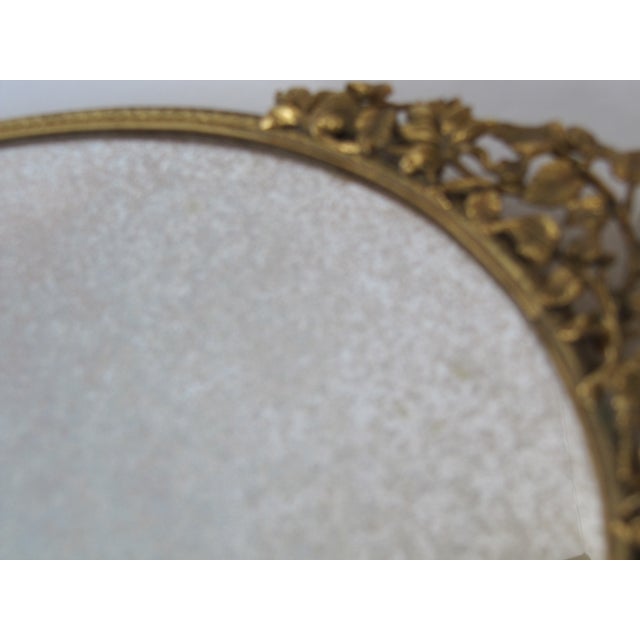 MidCentury Gold Rose Motif Mirrored Vanity Tray Chairish