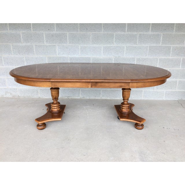 Ethan Allen Maple Pedestal Dining Table With 2 Leaves Chairish