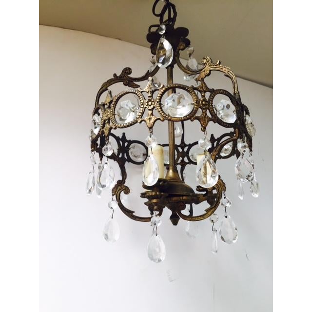 Antique Ornate Bronze Powder Room Chandelier | Chairish