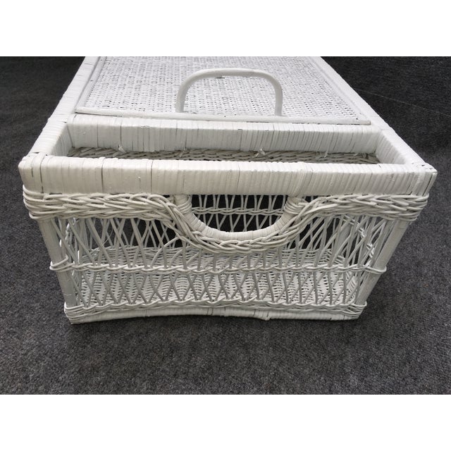Vintage White Wicker Bed Tray | Chairish