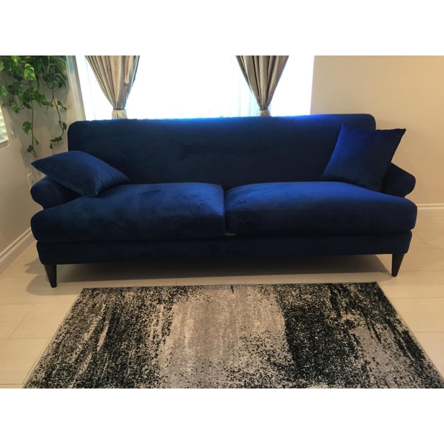 Contemporary Midnight Blue Velvet Sofa Chairish