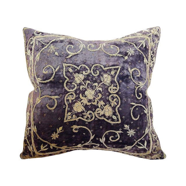 Embroidered Purple Velvet Pillow Chairish