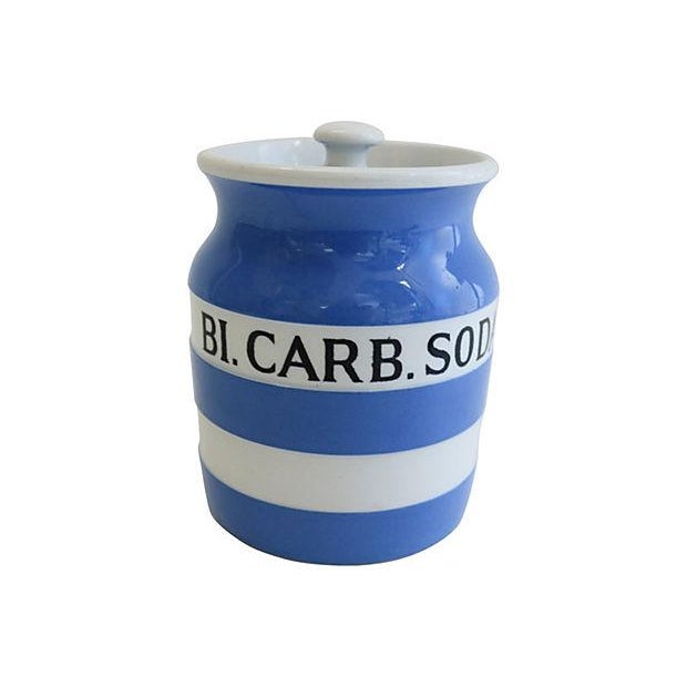 Vintage English Cornishware Baking Soda Canister Chairish
