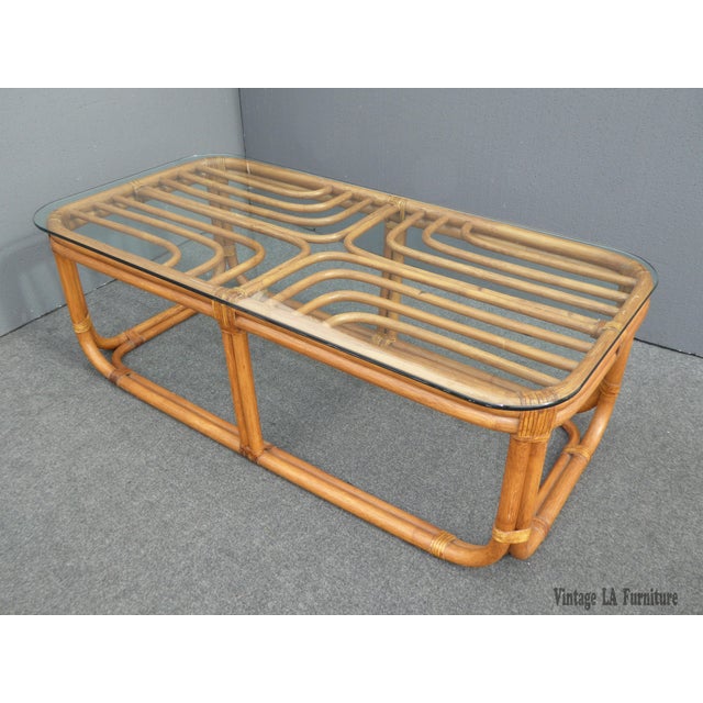Vintage Bamboo & Glass Top Coffee Table Chairish