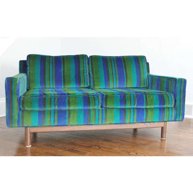 Vintage MidCentury Blue & Green Velvet Sofa Chairish