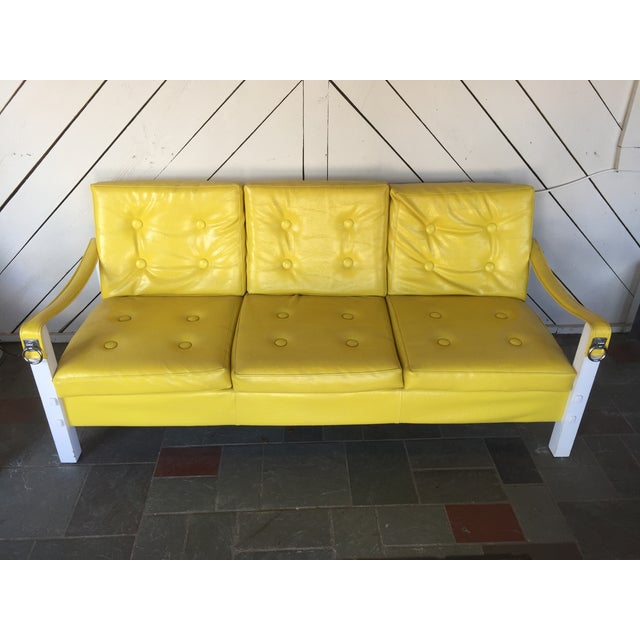 Vintage Lemon Yellow Vinyl Sofa Chairish