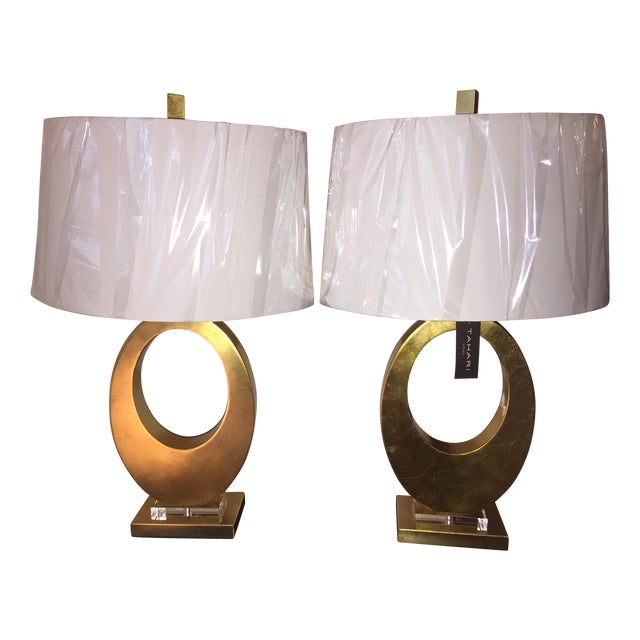 Tahari Uttermost Cadore Gilded Gold Lamps Pair Chairish