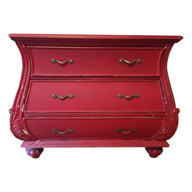 Distressed Red Bombe Nightstand Chairish