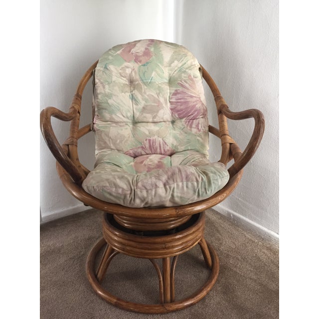 Vintage Rattan Swivel Chair | Chairish