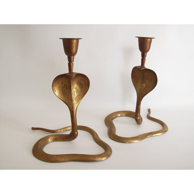 Vintage Brass Cobra Snake Candlesticks A Pair Chairish