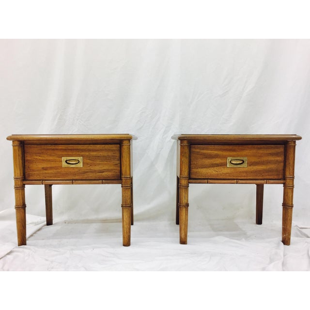 Campaign Style Faux Bamboo Bedside Tables a Pair Chairish