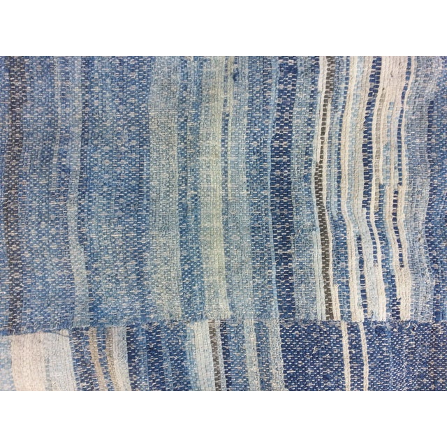 Image of Variagated Indigo Dyed Rag Rug 4' x 5' 1"