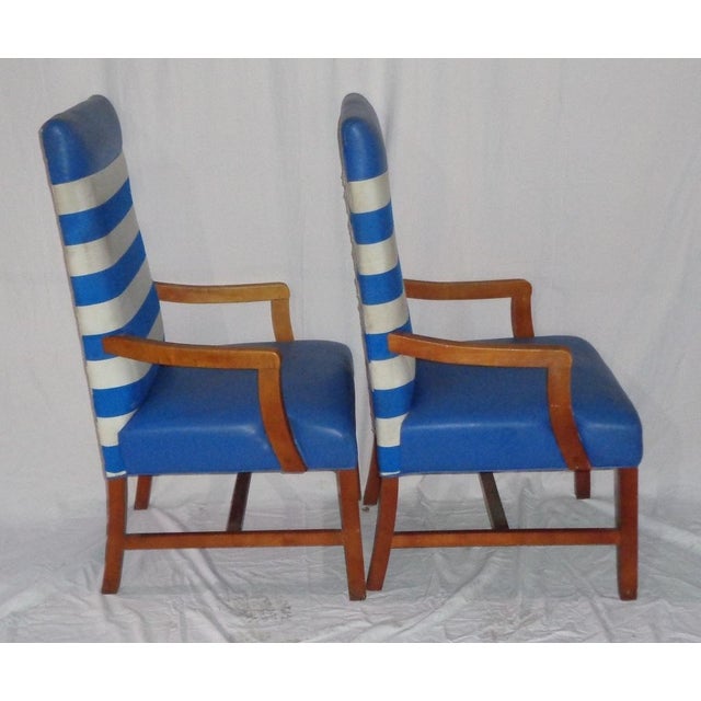 Nautical Themed Leather & Canvas Chairs Set of 4 Chairish