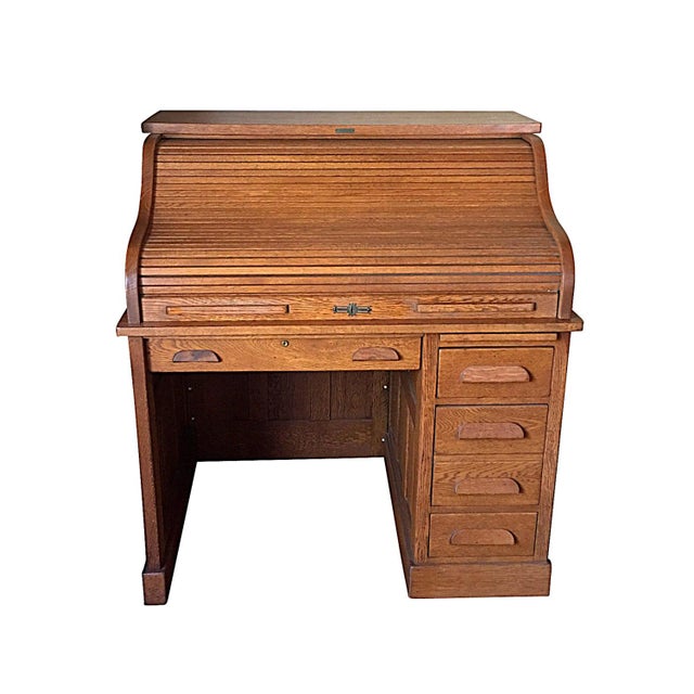 Small Roll Top Desk, Antique Solid Wood Chairish