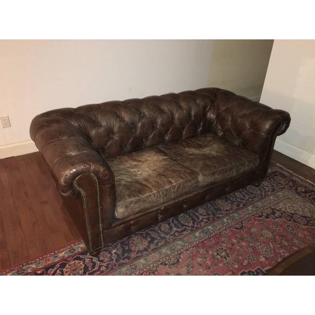 Vintage Restoration Hardware Kensington Leather Sofa Chairish