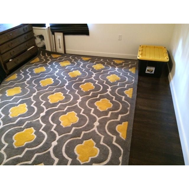 Modern Graphic Mustard & Grey Print Rug 7' x 11' Chairish