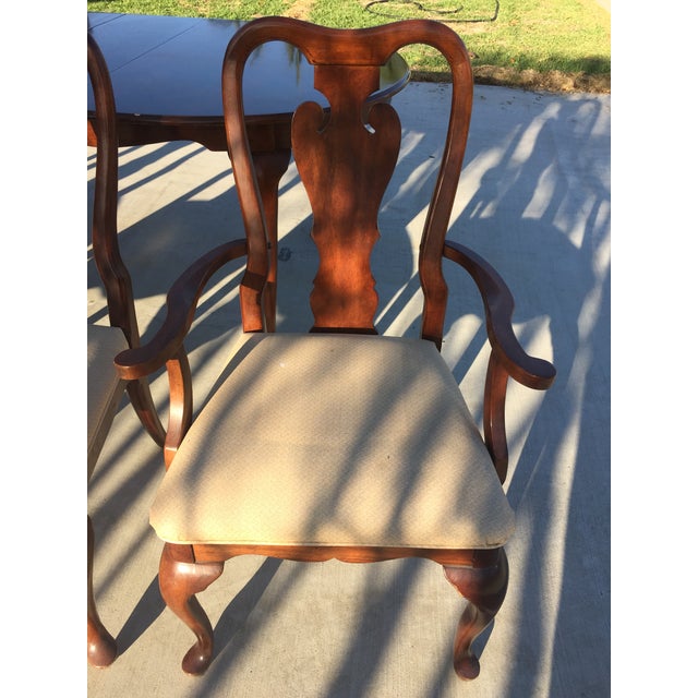 Queen Anne Cherry Wood Dining Set Table & Chairs Chairish