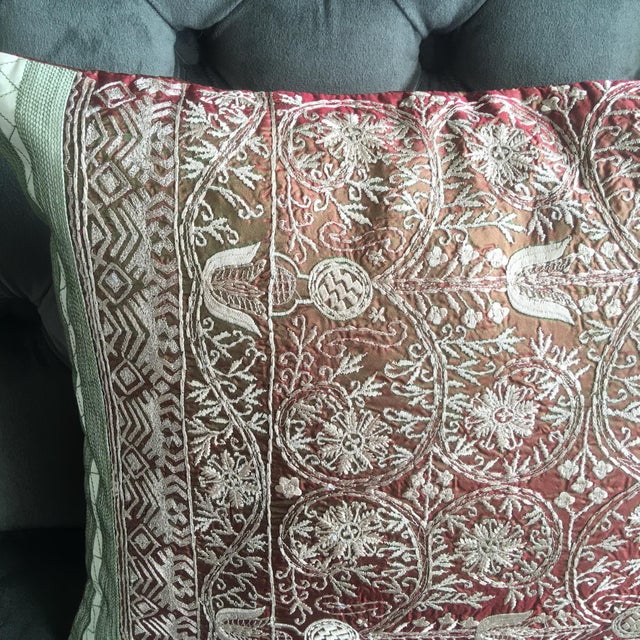 Luxury Embroidered Silk Decorative Pillow Chairish