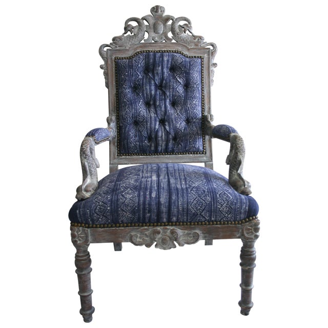 Tufted Victorian HandCarved Side Chair Chairish