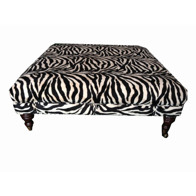 Oversized Zebra Print Cocktail Ottoman Chairish