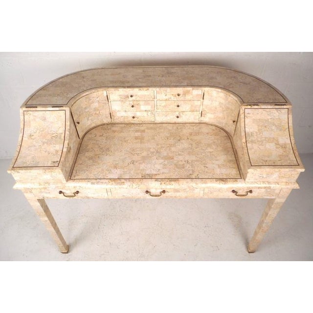 Maitland-Smith Mid-Century Modern Writing Desk in Tessellated Stone