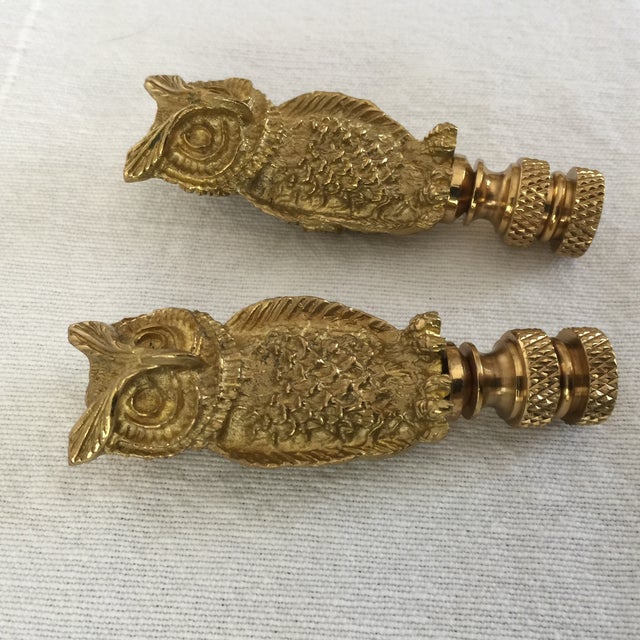 Brass Owl Lamp Finials Pair Chairish
