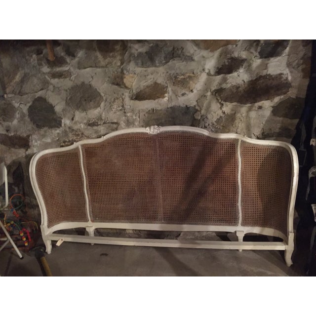 Antique King Size Cane and Wood Headboard Chairish