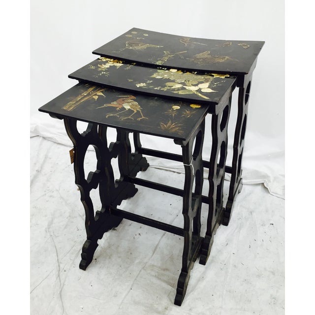 Antique Asian Lacquered Nesting Tables 3 Chairish
