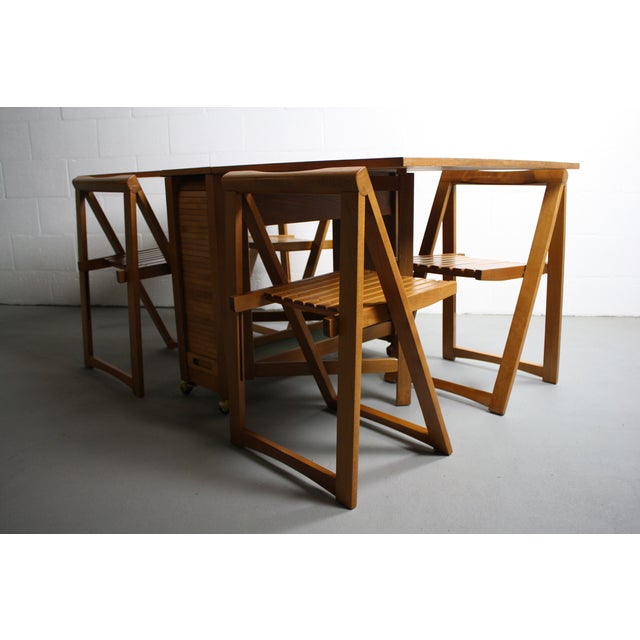 MidCentury Drop Leaf Hideaway Table With 4 Chairs Chairish