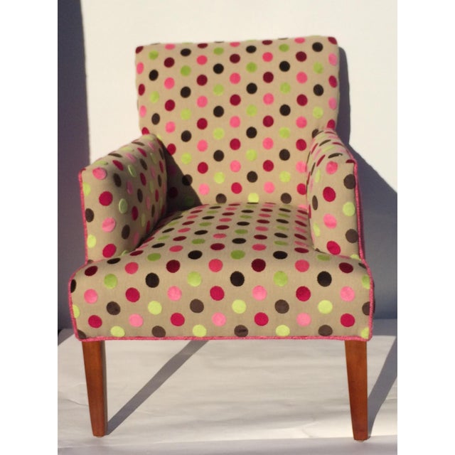 Pink Chenille Polka Dot Upholstered Chair Chairish