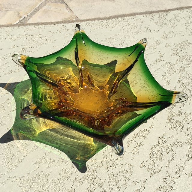 Vintage Murano Green & Gold Art Glass Bowl Chairish