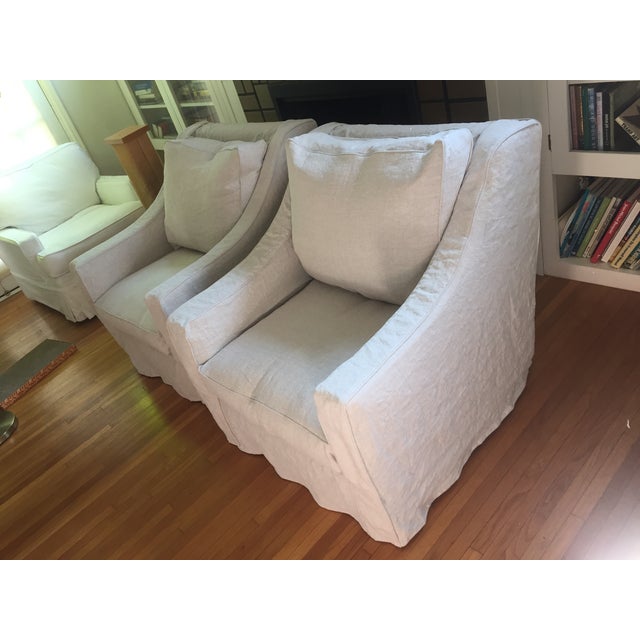 Designer Linen Slipcover Club Chairs A Pair Chairish