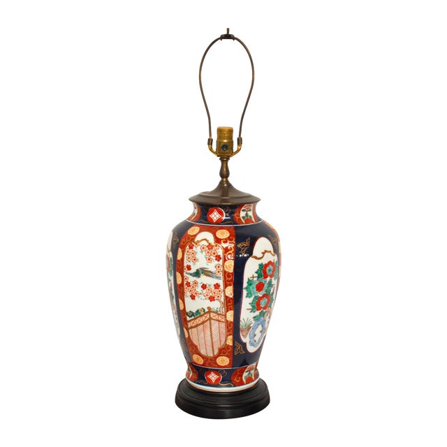 Large Imari Porcelain Ginger Jar Table Lamp | Chairish