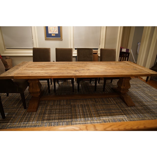Restoration Hardware Salvaged Wood Trestle Table | Chairish