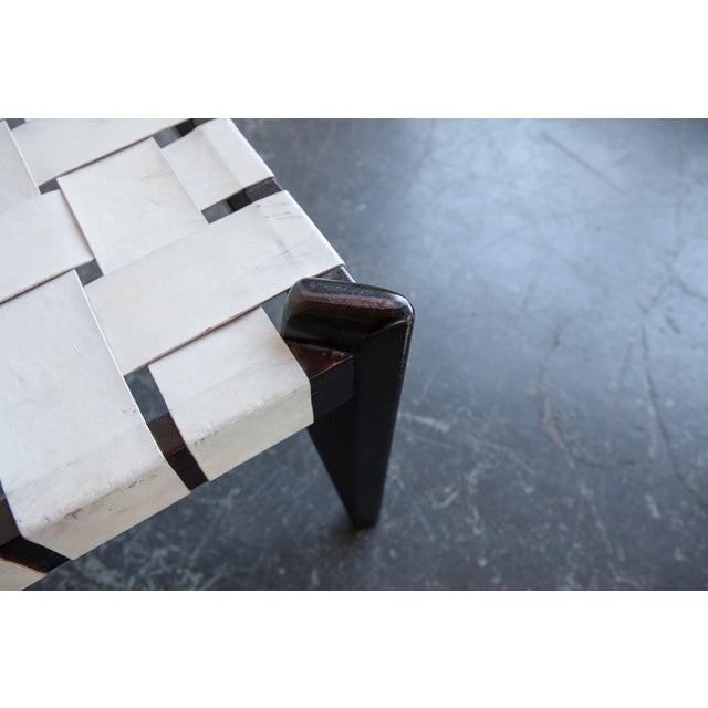 Woven White Leather Coffee Table