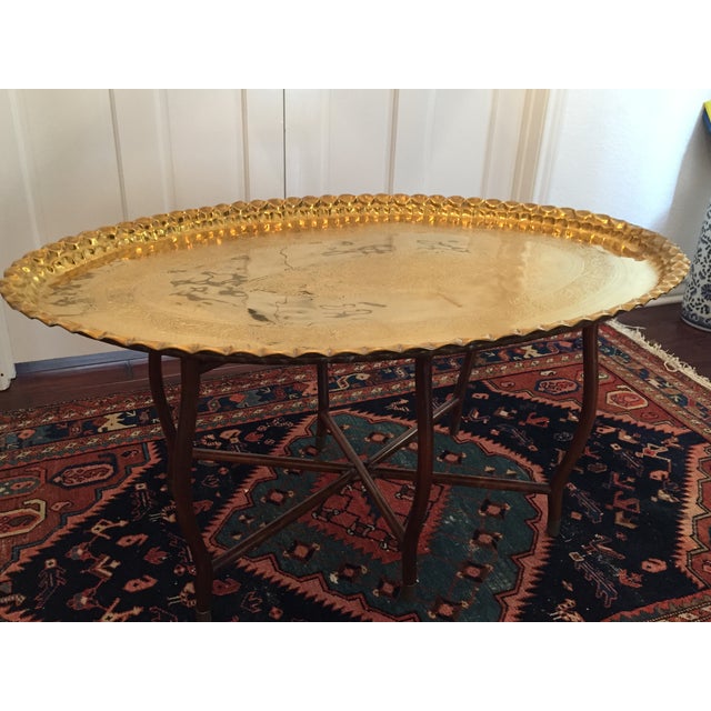 Large Oval MCM Brass Tray Coffee Table Chairish